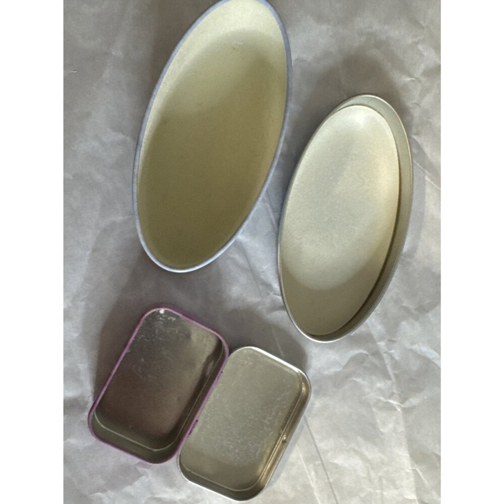 2 PC Brighton Jewelry Gift Box Metal Floral Tin Oval & Mint Box Empty Storage - Picture 3 of 8